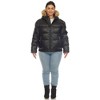 Women's Removable Faux Fur Hoodie Bomber Leather Jacket - White Mark - 4 of 4