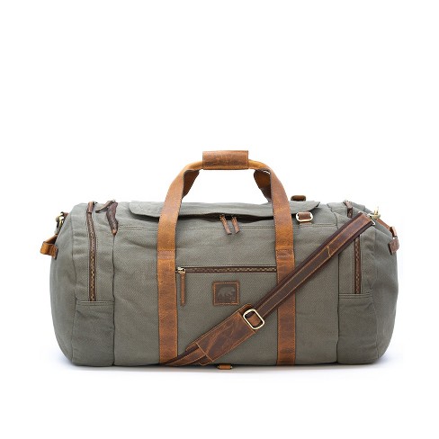 Dakota Waxed Canvas Duffle Bag/Backpack | Field Khaki w/ Chestnut Brown Leather