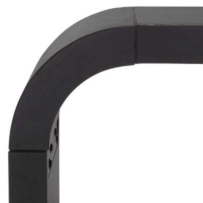 Natural Wood and Black Metal Curved Console Table