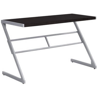 Vynxaria Modern 48-inch Brown Desk with Grey Metal Accents Laminate Surface for Efficient Laptop Work Modern Design