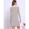 INSPIRE CHIC Women's Casual Long Sleeve Striped V Neck A Line Ribbed Knit Mini Sweater Dresses - 3 of 4