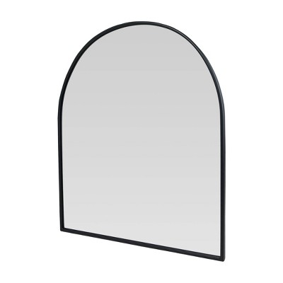 Black Metal Arched Wall Mirror with Sleek Frame