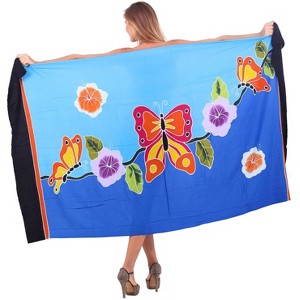 LA LEELA Women's Beach Wrap Bikini Swimwear Cover up Skirt Bathing suit Summer Wraps Sarong Swimsuits for Women One Size Blue, Floral - 1 of 4