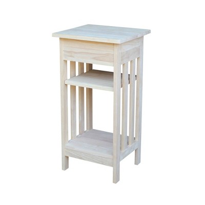 Unfinished Parawood Mission Telephone Stand with Storage
