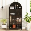Set of 2 Tall Arched Metal Bookshelves with Tempered Glass Doors, Modern Industrial Storage Cabinets for Living Room Kitchen-Cuddlewood - 3 of 4