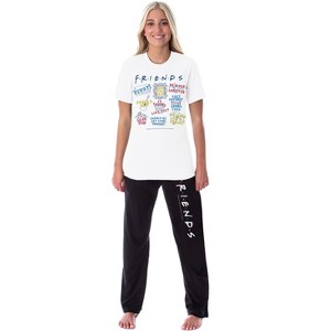 Friends TV Show Womens' Sayings Pivot Smelly Cat Sleep Pajama Set Multicolored - 1 of 3