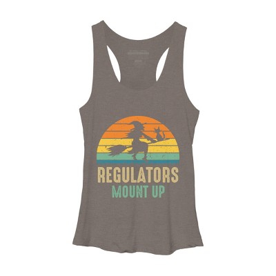 Women's Design By Humans Regulators Mount Up Halloween Witch By RedBirdLS Racerback Tank Top