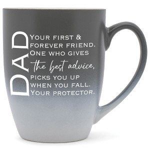 Dad: Your First & Forever Friend Gives Best Advice Two Toned Matte Grey White 12 ounce Ceramic Stoneware Coffee Cup Mug - 1 of 4