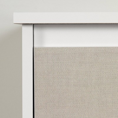 White and Blue Double 6-Drawer Dresser with Metal Handles