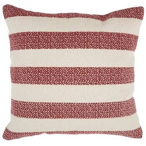 Life Styles Printed Stripes Oversize Square Throw Pillow Red - Mina Victory, Beige Red