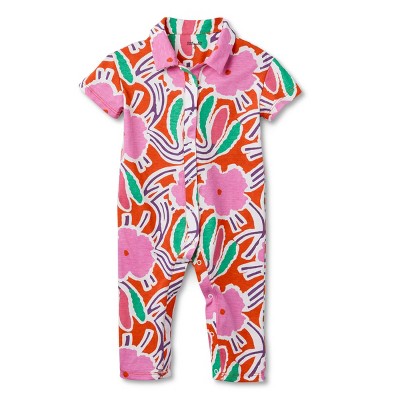 Image of Baby Short Sleeve Flower Groove Red Jumpsuit - DVF for Target 9-12M