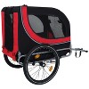 Akoasm 26.77 inch Durable Steel Large Folding Dog Bike Trailer, All-Terrain Pet Carrier-Black&Red - 2 of 4