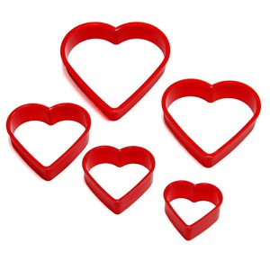 Chef Craft 5 Piece Plastic Heart Shapes Cookie Cutter Set - Sizes Vary from 1.5" to 3" - 1 of 2