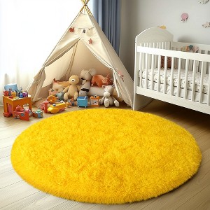 LOVEVOOK Round Fluffy Area Rug - Super Soft Circle Rugs for Kids Room - Shaggy Rugs for Nursery Fuzzy Carpet for Boys Girls Room - 1 of 4