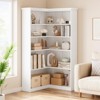 Corner Bookshelf 72.8in Farmhouse L-Shaped Wood Bookcase, Tall 5-Tier Corner Shelf Storage Display Rack - 3 of 4