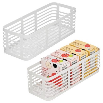 Metal Pantry Basket with Handles - Set of 2 - Matte White
