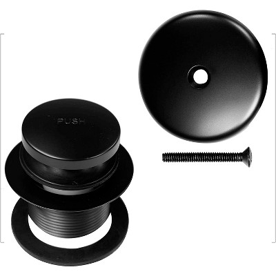 Westbrass 1.5 Inch Diameter Round Universal Tiptoe Pop Up Drain Bathtub Trim Set with 1-Hole Faceplate, Matte Black