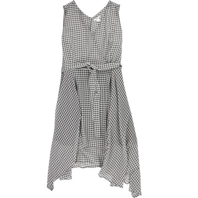 bar III Womens Gingham Asymmetrical Dress