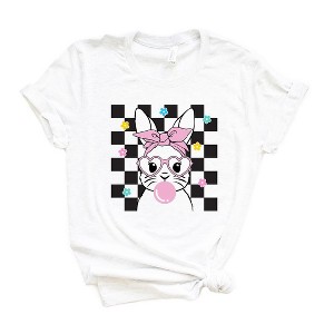 Simply Sage Market Women's Checkered Groovy Bunny Short Sleeve Graphic Tee - 1 of 3