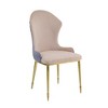 Lavender & Tan Fabric Side Chair with Stationary Seat and Durable Gold Finish Legs (Set of 2) - 4 of 4