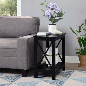HomeStock Chairside End Table with Shelf, Slim Chairside Style with Two Open Shelves, Functional Accent Table for Small Living Spaces - 1 of 4