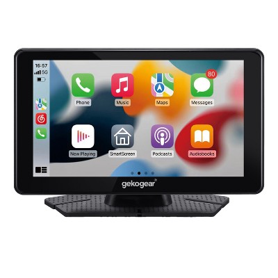 GekoGear™ Orbit C100 7-In. Portable Infotainment Display Compatible with Apple® CarPlay®, Android Auto™, Bluetooth®, and Wi-Fi® in Black