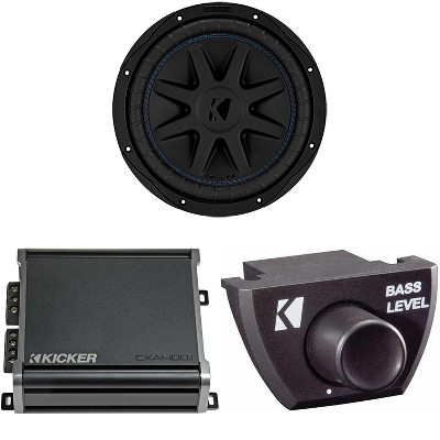 Kicker 50CVX102 CompVX 10" Sub, Dual 2-Ohm & 46CXA4001 Amplifier w/ Bass Knob Bundle