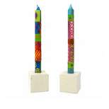 Global Crafts Unscented Hand-Painted Dinner Candles, Set of 2