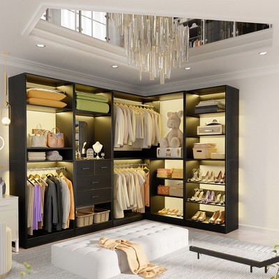 Aheaplus Freestanding Closet System Set with Mirror