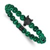 Chisel Stainless Steel Black IP-plated Wolf Head 8mm Synthetic Malachite Beaded 7" Stretch Bracelet - 2 of 4