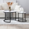 Round Nesting Coffee Table Set of 2 End Table Cocktail Table Center Table Side Table with Sturdy Metal Frame - ModernLuxe - 2 of 4