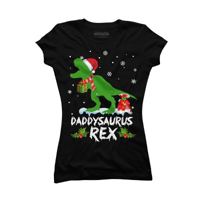 Junior's Design By Humans Daddysaurus Christmas By NekoShop T-Shirt