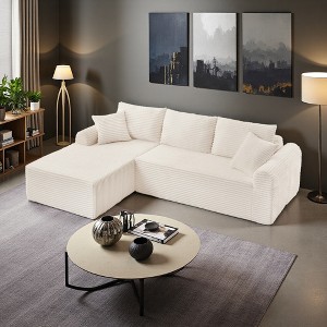 103" Corduroy Modular L-Shaped Sectional Sofa with Right Chaise - 1 of 4