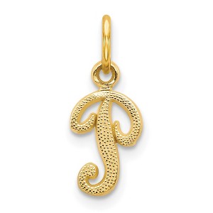 Black Bow Jewelry The Sadie 14k Yellow Gold Mini Satin Script Initial Charm, Letter P - 1 of 4