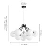 Rennnsan Duskine 23" W 10 - Light Sputnik Bubble Hand-Painted Translucent White Glass Mid-Century Modern Dimmable Chandelier in Black - 3 of 4