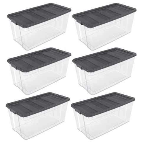 Rubbermaid Roughneck 50 Qt/12 Gal Stackable Clear Storage Containers w/ Grey Lids, 5-Pack, Clear and Grey