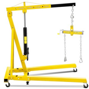 2 Ton Engine Hoist with Lever Stabilizer, Foldable Cherry Picker Shop Crane, 4400 lbs Hydraulic Engine Crane Leveler for Auto Repair, Motors, Loading - 1 of 4