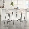 Shearling Fabric Counter Stool 37" H, Cream with Black Powder Coated Steel Frame by Zuo Modern (Set of 2) - 2 of 4
