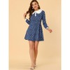 Allegra K Women's Contrast Peter Pan Collar Floral Long Sleeve Mini Dress - 3 of 4