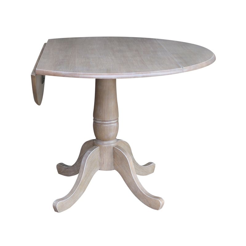 Nathaniel Round Dual Drop Leaf Pedestal Table Gray Taupe - International Concepts, 6 of 11