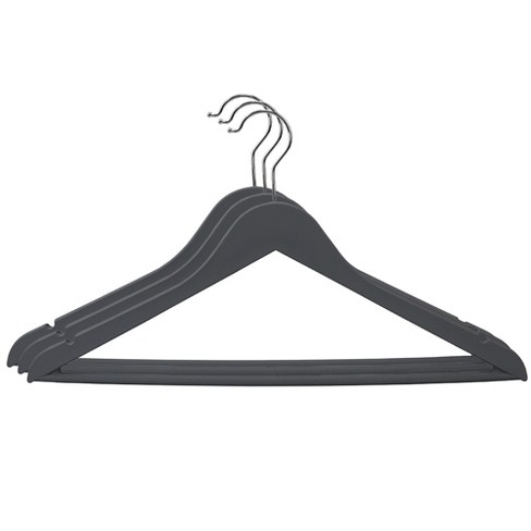 Home Basics 3-Piece Flocked Trouser Hanger, Black