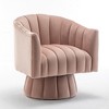 SEYNAR Modern Glam Velvet Upholstered Round Swivel Accent Arm Barrel Chair for Living Room - 2 of 4