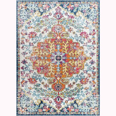 Mark & Day Olivia 6'7"x9' Rectangle Woven Indoor Area Rugs Saffron/Navy: Stain-Resistant, Pet Friendly, Traditional Decor