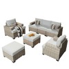 XIZZI All-Weather Rattan Furniture, Sectional Sets w/ Optional Solar Light-Up Coffee Table & Ottoman, Choose 6-9pc Configs in 8 Fade Resistant Colors - 2 of 4