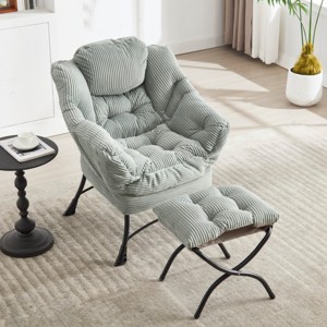 Lazy Chair With An Ottoman, Accent Chairs For Living Room With Armrests And A Side Pocket, Upholstered Sofa Chair, Corner Chair-Cuddlewood - 1 of 4