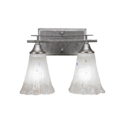 Toltec Lighting Uptowne 2 - Light Vanity in  Aged Silver with 5.5" Fluted Frosted Crystal Shade