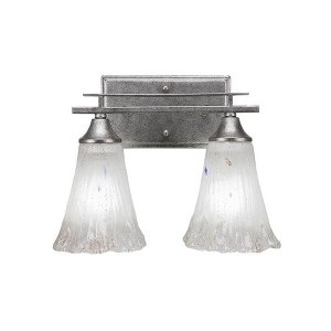 Toltec Lighting Uptowne 2 - Light Vanity in  Aged Silver with 5.5" Fluted Frosted Crystal Shade - 1 of 1