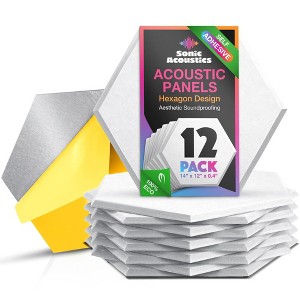 Sonic Acoustics 12-Pack Hexagon Acoustic Panels - High Density Soundproofing Panels - 1 of 4