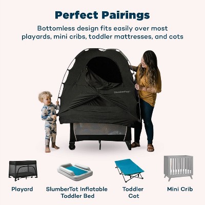 Black Portable Blackout Sleep Tent with Fan for Babies and Toddlers