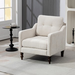 TOAOTBNBO Multi-Layered Cushioning Accent Chair, Ergonomic Wide Armchair with Soft Padded Seat Mid-Century Single Sofa Chair for Office, Beige - 1 of 4
